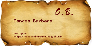 Oancsa Barbara névjegykártya